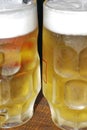 Close up of two glasses of ice cold beer. Concept Summer. Royalty Free Stock Photo
