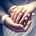 Close up of two hands gently interwined, symbolizing commitment and love, relationship Royalty Free Stock Photo