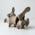 Close-up of Two Interlocking Fossilized Vertebrae on White Background bone ancient Royalty Free Stock Photo