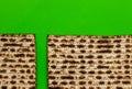 A close-up of two matzahs - bread for the Jewish Passover,