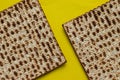 A close-up of two matzahs - bread for the Jewish Passover,