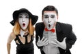 Close up on two mimes