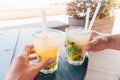 Close-up of two mojito cocktails on the table Royalty Free Stock Photo