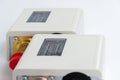 Close-up Two new identical pressure switches in the pipeline for monitoring and balancing the pipeline pressure with
