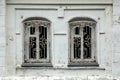 Close-up of a two old windows in old house Royalty Free Stock Photo
