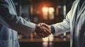 A close up of two people doctors shaking hands Royalty Free Stock Photo