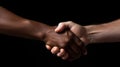 A close up of two people shaking hands over a black background, AI Royalty Free Stock Photo