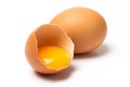 Two raw eggs on white Royalty Free Stock Photo