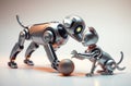 Close Up Of Two Robots Playing With Each Other At 28-1-2028