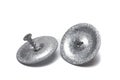 Closeup galvanized metal plate screws white background Royalty Free Stock Photo