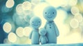 A close up of two small white figures standing next to each other, AI