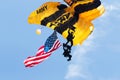 Close-up of two US Army Paratroopers with American Flag