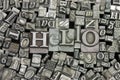 Close up of typeset letters with the word Hello