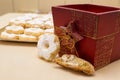 Close up typical genoese biscuits canestrelli and cantucci Royalty Free Stock Photo