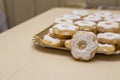 Close up typical genoese biscuits canestrelli and cantucci Royalty Free Stock Photo