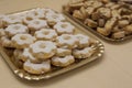 Close up typical genoese biscuits canestrelli and cantucci Royalty Free Stock Photo