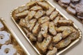Close up typical genoese biscuits canestrelli and cantucci Royalty Free Stock Photo