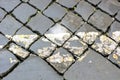 Close up of a typical roman street made with cobblestone Royalty Free Stock Photo