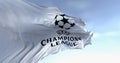 close-up of UEFA Champions league flag waving Royalty Free Stock Photo