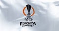 Close-up of the UEFA Europa League flag fluttering