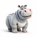 Eye-catching Cartoon Hippo Standing On White Background