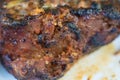 Macro of overly cooked barbecue