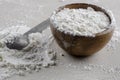 Close Up of Unbeached Flour with a Vintage Metal Teaspoon