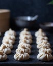 Close up of uncooked Baozi chinese dumplings. Azian dumplings