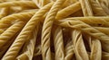 Close up heap of uncooked dry pasta fusilli lunghi, italian cuisine ingredient Royalty Free Stock Photo