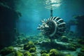 close-up of underwater turbine in action