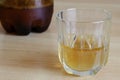 Close-up of unfinished beer in a glass