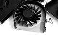 Close up on an uninstalled CPU fan on white background. Royalty Free Stock Photo