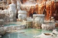 close-up of unique mineral formations around a thermal pool Royalty Free Stock Photo