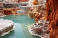 close-up of unique mineral formations around a thermal pool Royalty Free Stock Photo