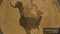 United States of America border shape overlay. Bevelled. Sepia e Royalty Free Stock Photo