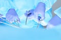 Close-up of unknown surgeons at work while operating at hospital. Health care and veterinary concept Royalty Free Stock Photo