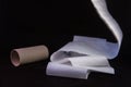 Close up of an unrolling of toilet paper with the empty card at the side Royalty Free Stock Photo