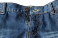 Close-up of unzipped and unbuttoned blue jeans Royalty Free Stock Photo