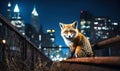 Close up of an urban red fox in a city at night Royalty Free Stock Photo