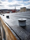 Close-up of an urban rooftop with weatherproofing details. Royalty Free Stock Photo