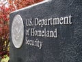 Close-up of US Department of Homeland Security Sign and emblem Royalty Free Stock Photo