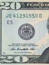 Close up on US dollar banknotes. U.S. Treasury Seal on US Dollar banknotes. Shooting by 1:1 Macro lense. I Royalty Free Stock Photo