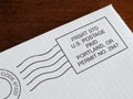 Close up of US presort mailing import or indicia on corner of an envelope Royalty Free Stock Photo