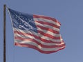 Close up of the USA Flag with 38 Stars Flying Royalty Free Stock Photo