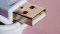 Close up of a usb cable. Macro of technology style Royalty Free Stock Photo