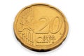 Close up of a used 20 Cent Euro coin Royalty Free Stock Photo