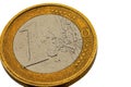 Close up of a used 1 Euro coin Royalty Free Stock Photo