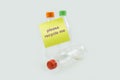 close-up of used plastic bottles for recycling with sticky notes Royalty Free Stock Photo