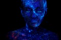 Close up UV abstract portrait outer space