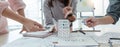 A close-up of an ux ui developer and an ui designer working on a mockup icon interface for a mobile app Royalty Free Stock Photo